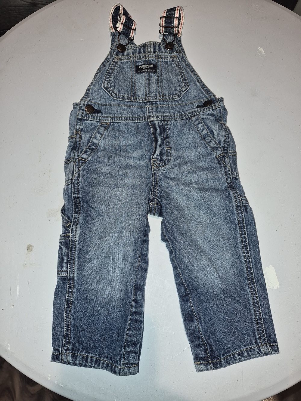 OshKosh B'gosh Blue Denim Overalls Size 9-12 Months